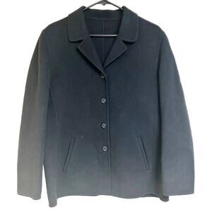 Women's 100% Wool Felted Long Jacket Coat Blazer Black Artsy size 12